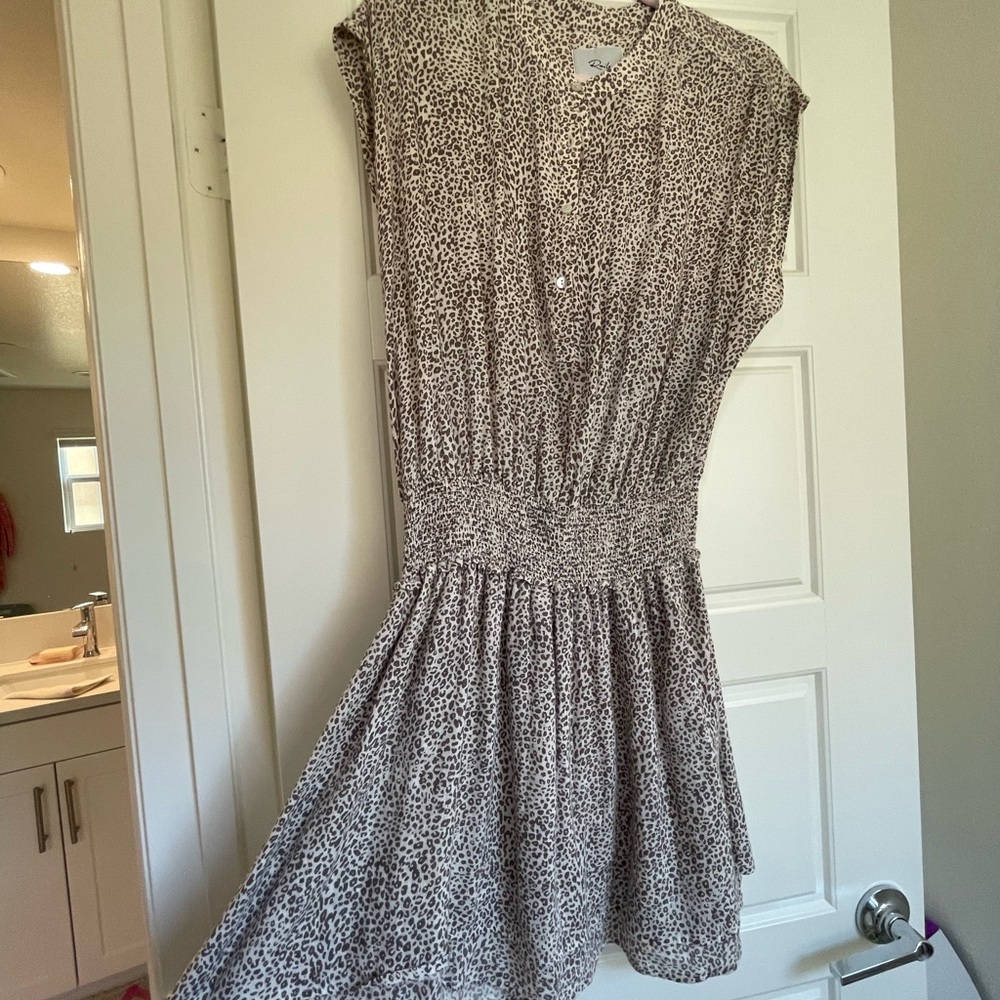 Rails Linen Leopard Print Ruffle Hem Tunic